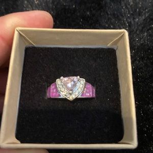 Adorable unique simulated pink diamond ring .. one of a kind